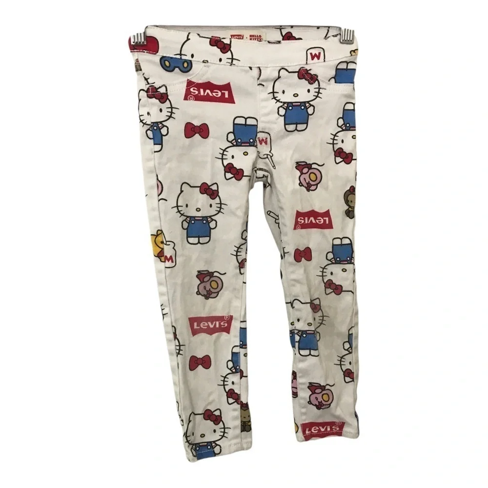 3/$15 Levi’s hello kitty Sanrio kids white pull on Jeggings 4T